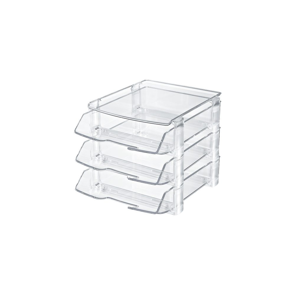 Han Briefablagenset Wave /1043-23, glasklar, 277x252x350 mm, Set 3 Ablagen und Abdeckung