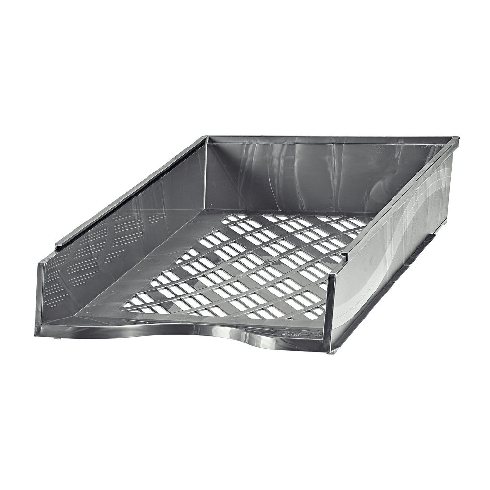 Bene Briefablage 60100 DIN A4 Polystyrol Metallic Silber 25,5 x 37 x 6,5 cm