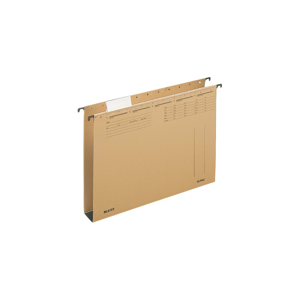 Leitz ALPHA Hängesammler 1947 A4 Mit Hartpappeboden U-Base 40 mm 320 g/m² Naturbraun 100% Recycelter Natron-Karton 25 Stück