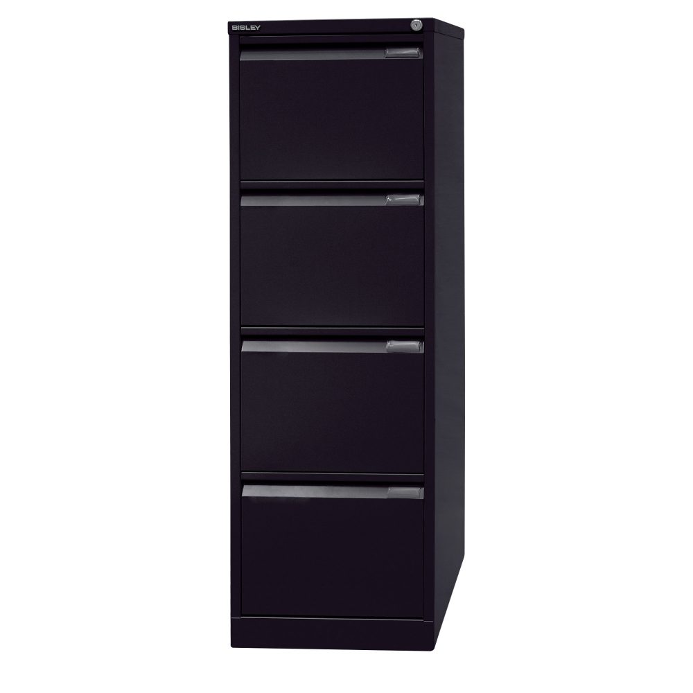 Bisley Hängeregistraturschrank 4 Schubladen Schwarz 413 x 622 x 1.321 mm