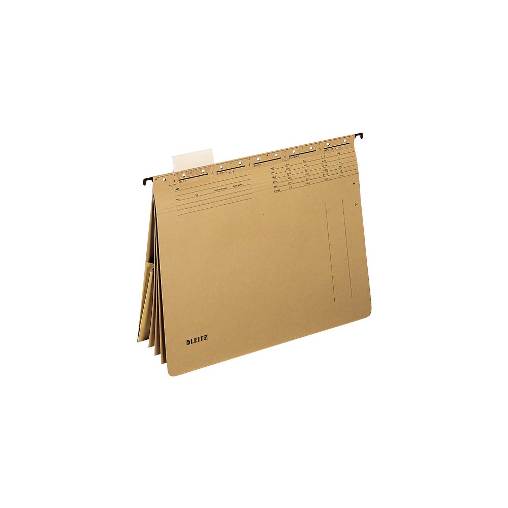 Leitz ALPHA Mehrfach-Hängehefter 1983 A4 4x Kaufmännische Heftung 1x Innentasche V-Base 15 mm 250 g/m² Naturbraun 100% Recycelter Natron-Karton
