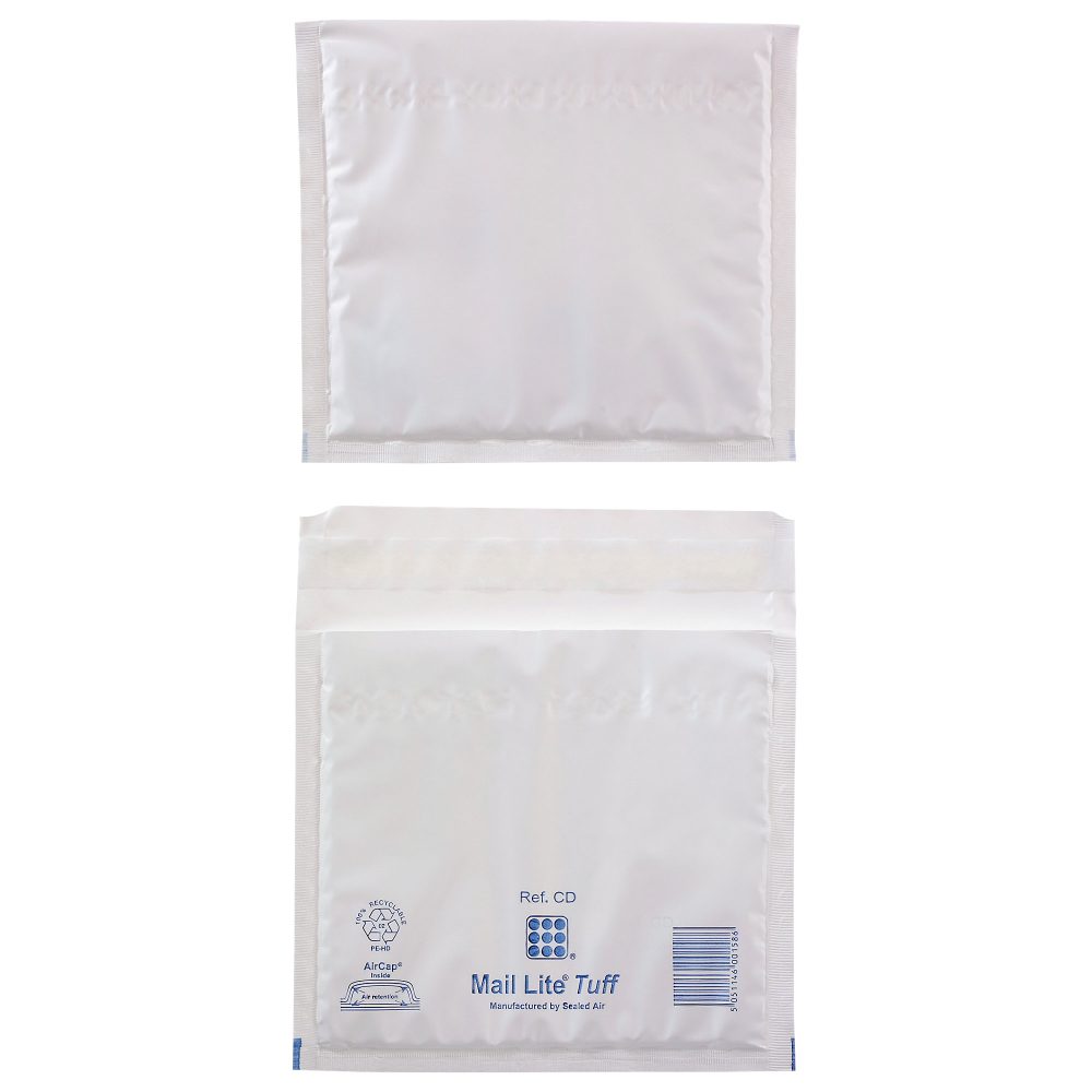 Mail Lite Tuff® Luftpolster-Versandtaschen CD 180 (B) x 160 (H) mm Abziehstreifen Weiß 100 Stück