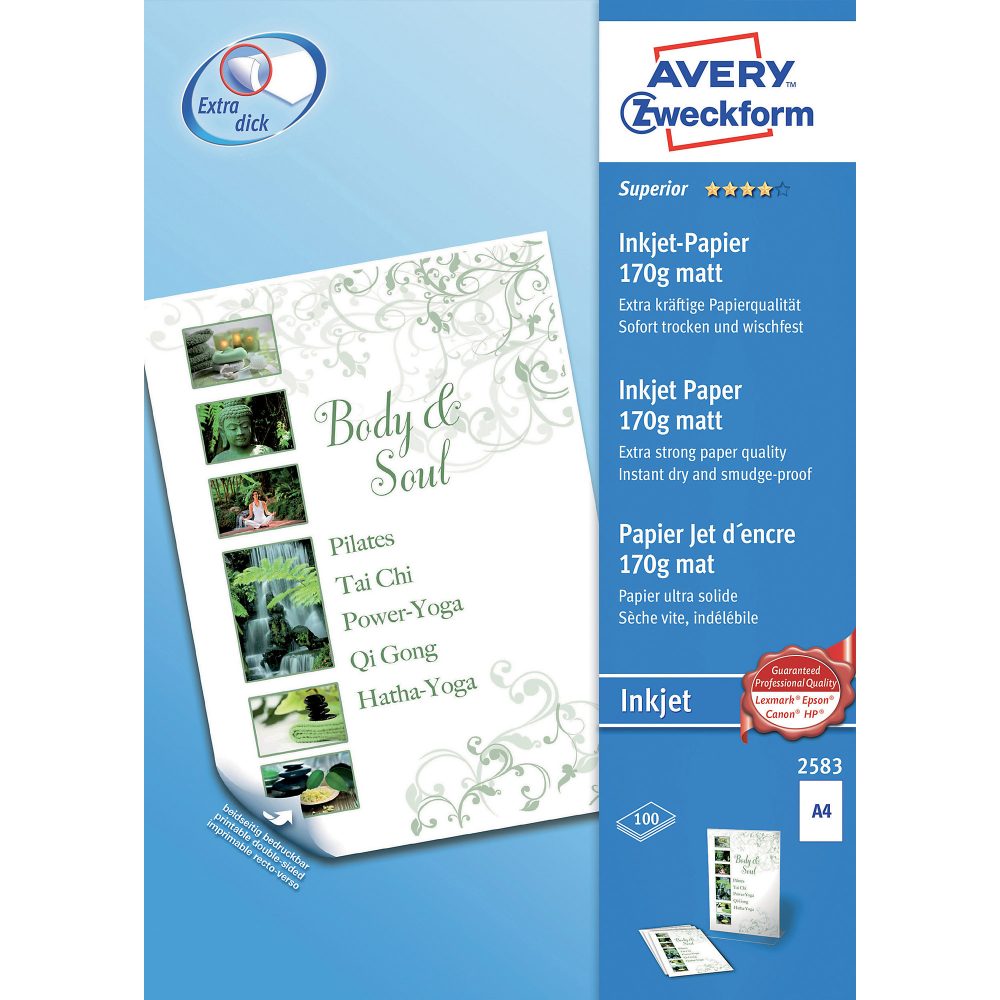 AVERY Zweckform Fotopapier 2583 DIN A4 170 g/m² Weiß 100 Blatt