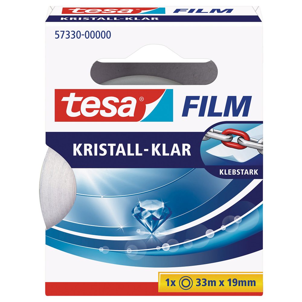 tesa Klebeband tesafilm Kristall-Klar 57330 Transparent 19 mm (B) x 33 m (L) PP (Polypropylen)