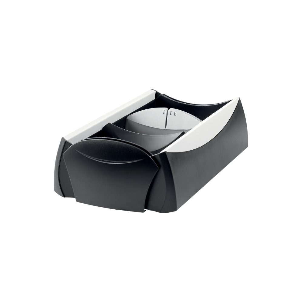 HAN Visitenkartenbox Delta VIP DIN A7 500 Karten Silber, Schwarz 12 x 25,5 x 8 cm