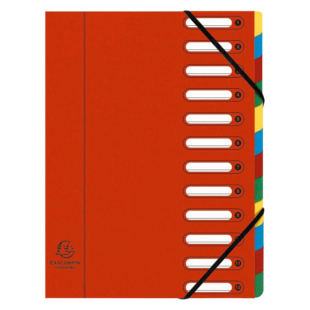 Exacompta Ordnungsmappe HARMONIKA® Exactive® DIN A4 Rot Manilakarton 12 Fächer 24 x 32 cm