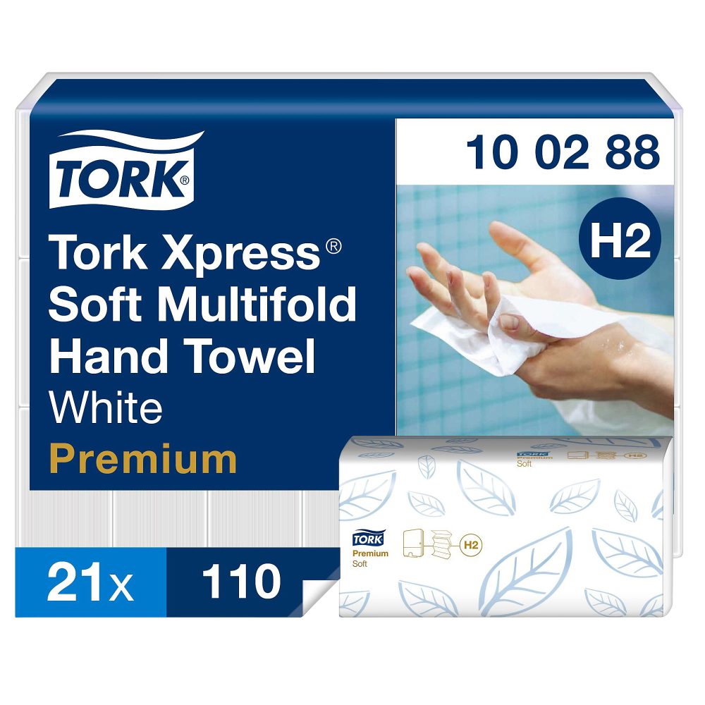 Tork Xpress Premium Falthandtücher H2 M-falz Weiss 2-lagig 100288 21 Stück à 110 Blatt