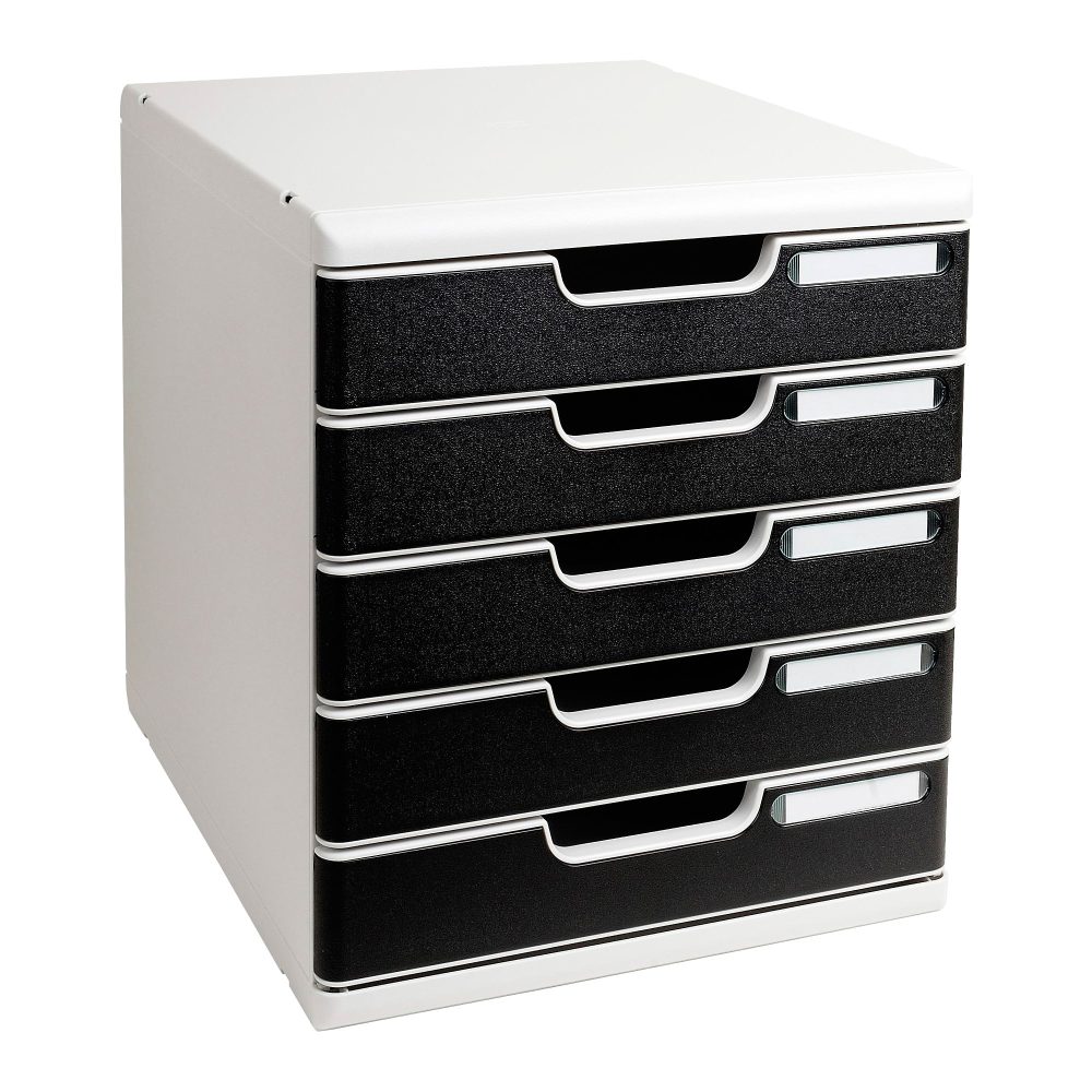 Exacompta Schubladenbox Modulo Polysteren Lichtgrau, Schwarz 28,8 x 35 x 32 cm