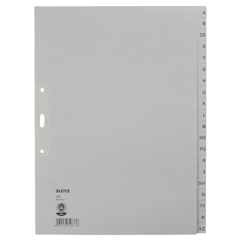 Leitz Papierregister 1201 DIN A4 Überbreite (volle Höhe) Grau 20-teilig 3-fach Tauenpapier A - Z