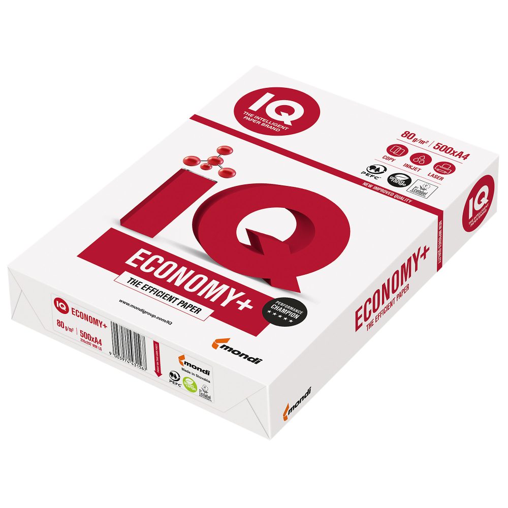 IQ Economy+ DIN A4 Druckerpapier 80 g/m² Glatt Weiß 500 Blatt