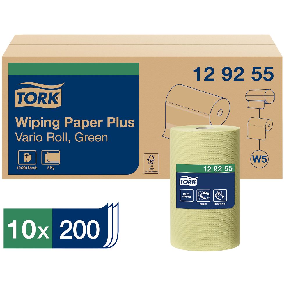 Tork Starke Mehrzweck Papierwischtücher W5, Grün, Saugfähig, Stabil, 2-lagig, 10 x 55 m