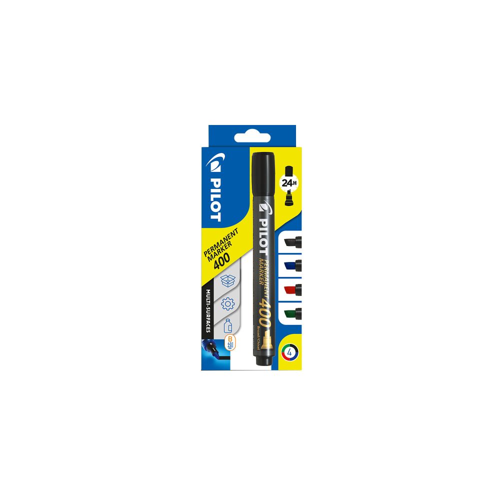 Pilot 400 Permanentmarker Fein Keilspitze 1.5 - 4.0 mm Farbig assortiert 4 Stück