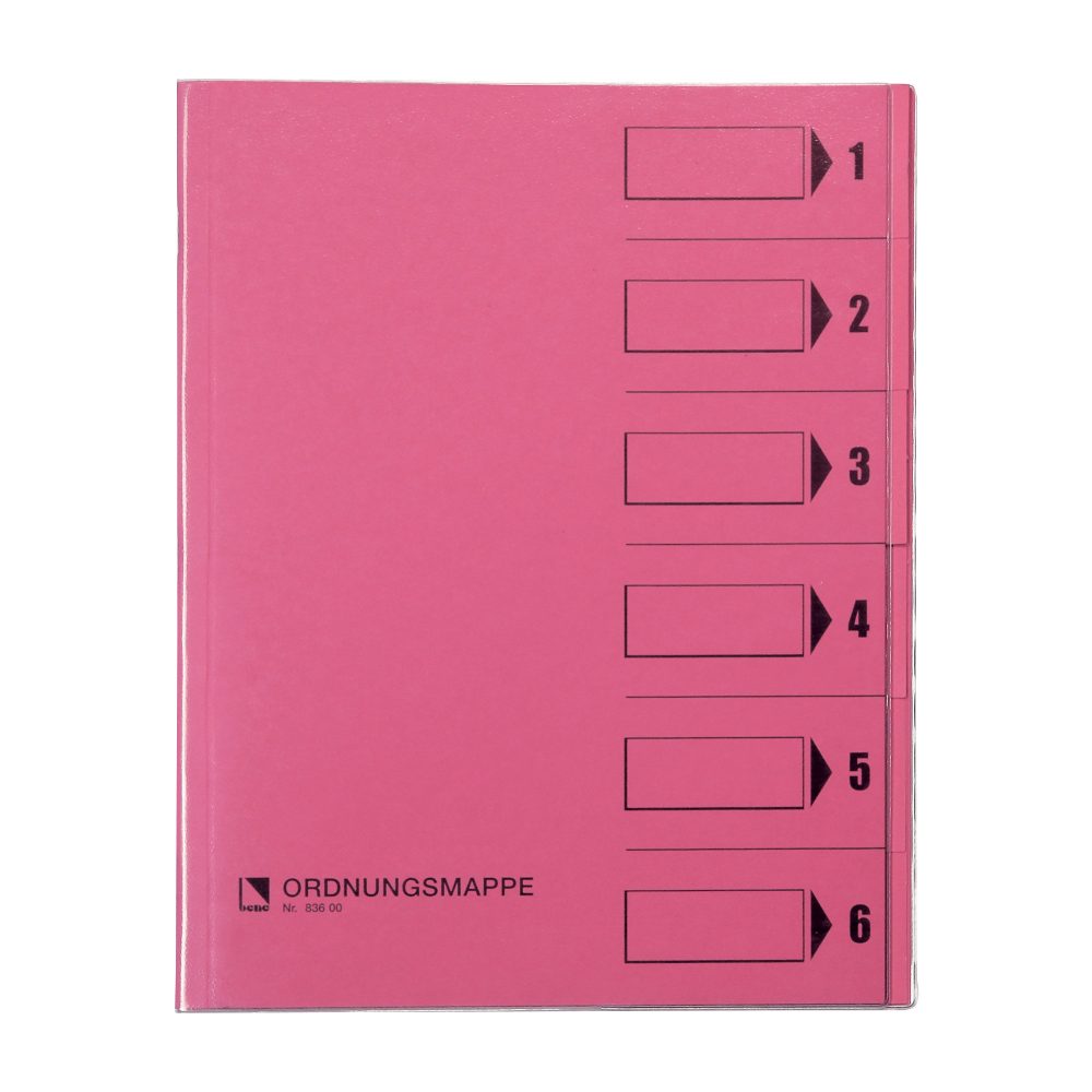 Bene Ordnungsmappe DIN A4 Rosa Hartpappe (RC) 6-teilig 24,4 x 31,2 cm