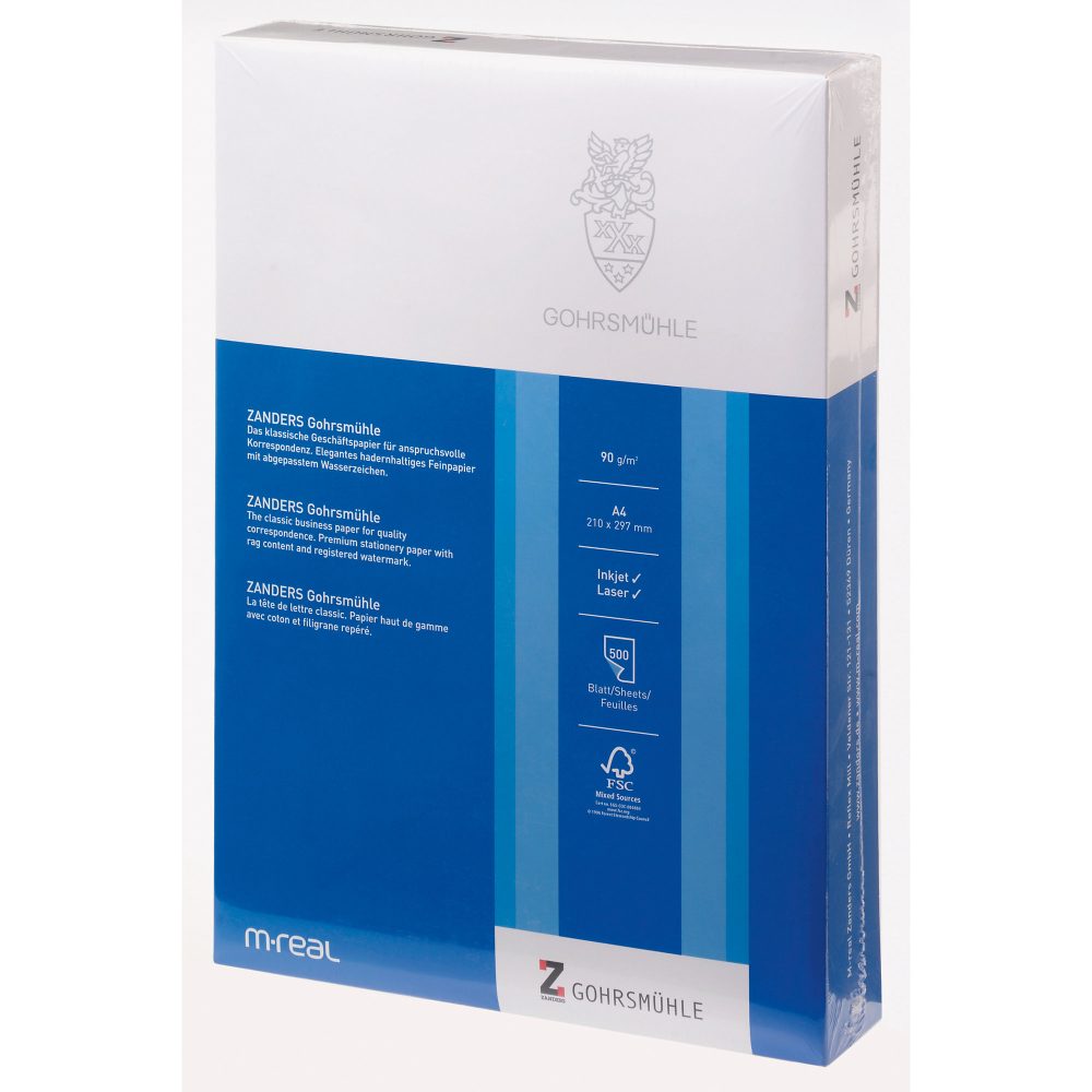 ZANDERS Gohrsmühle Briefpapier mit Wasserzeichen Bankpost DIN A4 90 g/m² Weiß 500 Stück