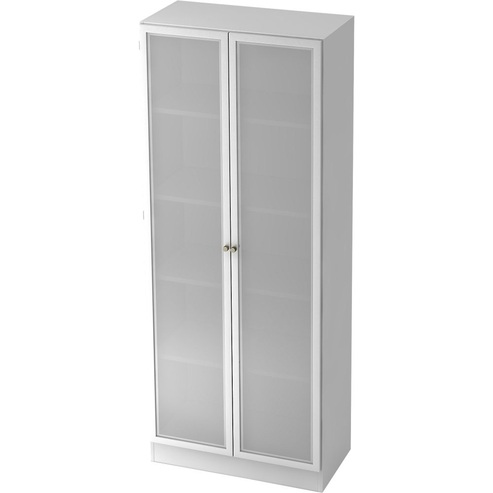Hammerbacher Schrank 5FH Spanholz, Glas Weiß 800 x 420 x 2.004 mm