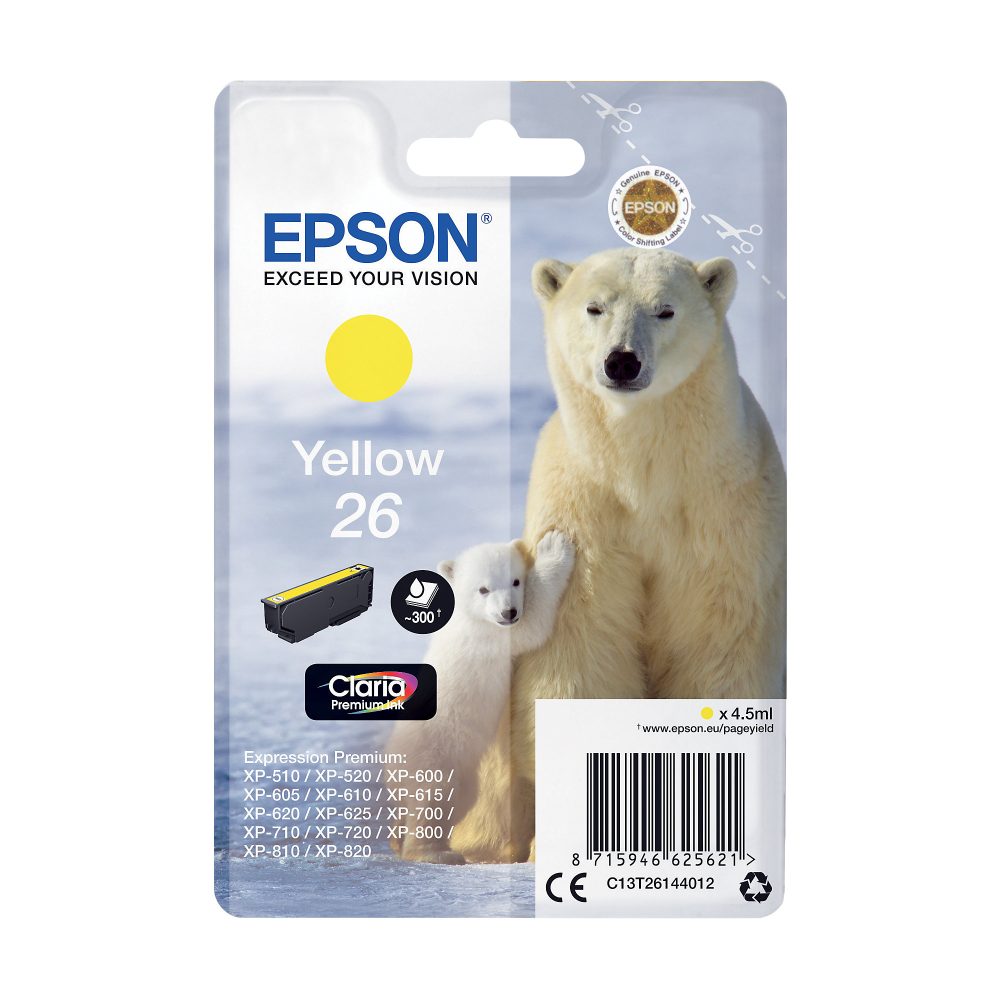 EPSON Tintenpatrone yellow T261440 XP 700/800 300 Seiten