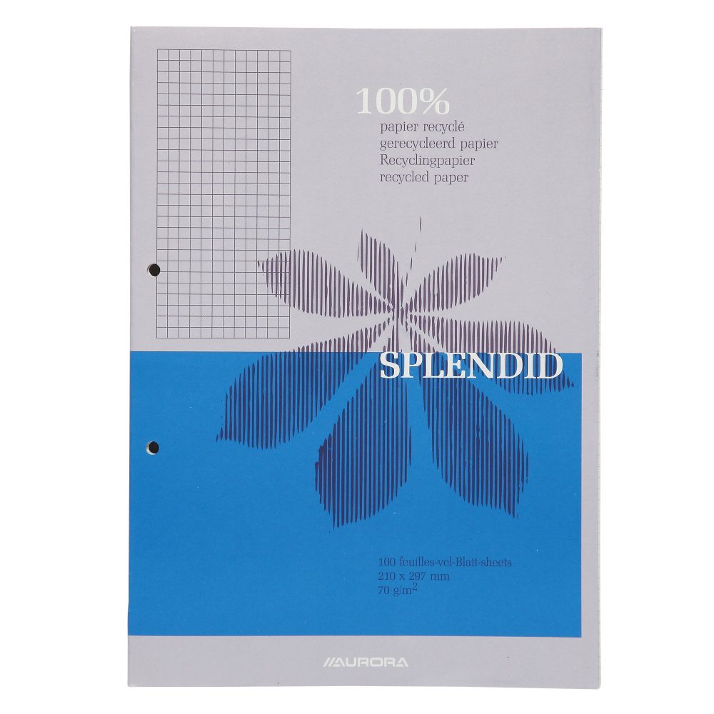 AURORA Splendid Notizblock DIN A4 Kariert Geleimt Papier Farbig sortiert Perforiert Recycled 200 Seiten