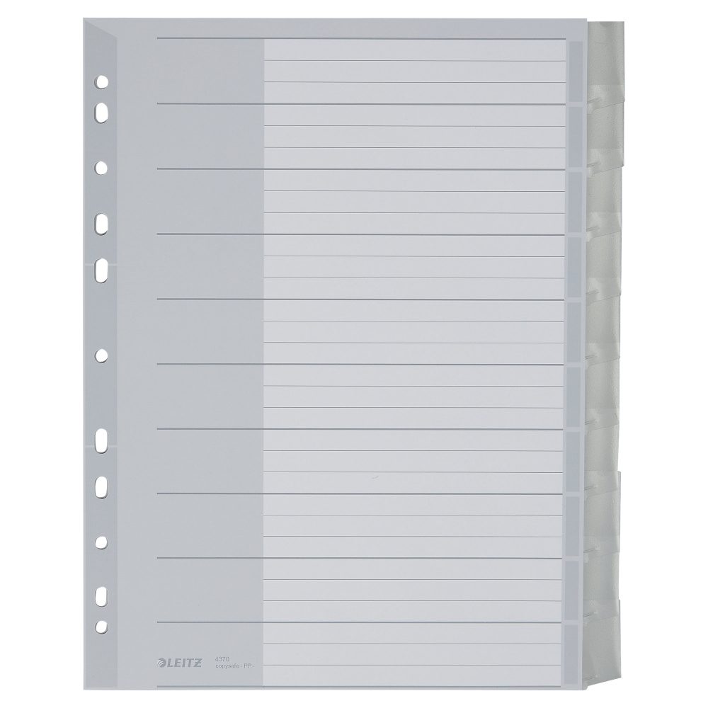 Leitz Blanko Register DIN A4 Überbreite Grau Mehrfarbig, Weiß 10-teilig PP (Polypropylen) 11 Löcher 4370