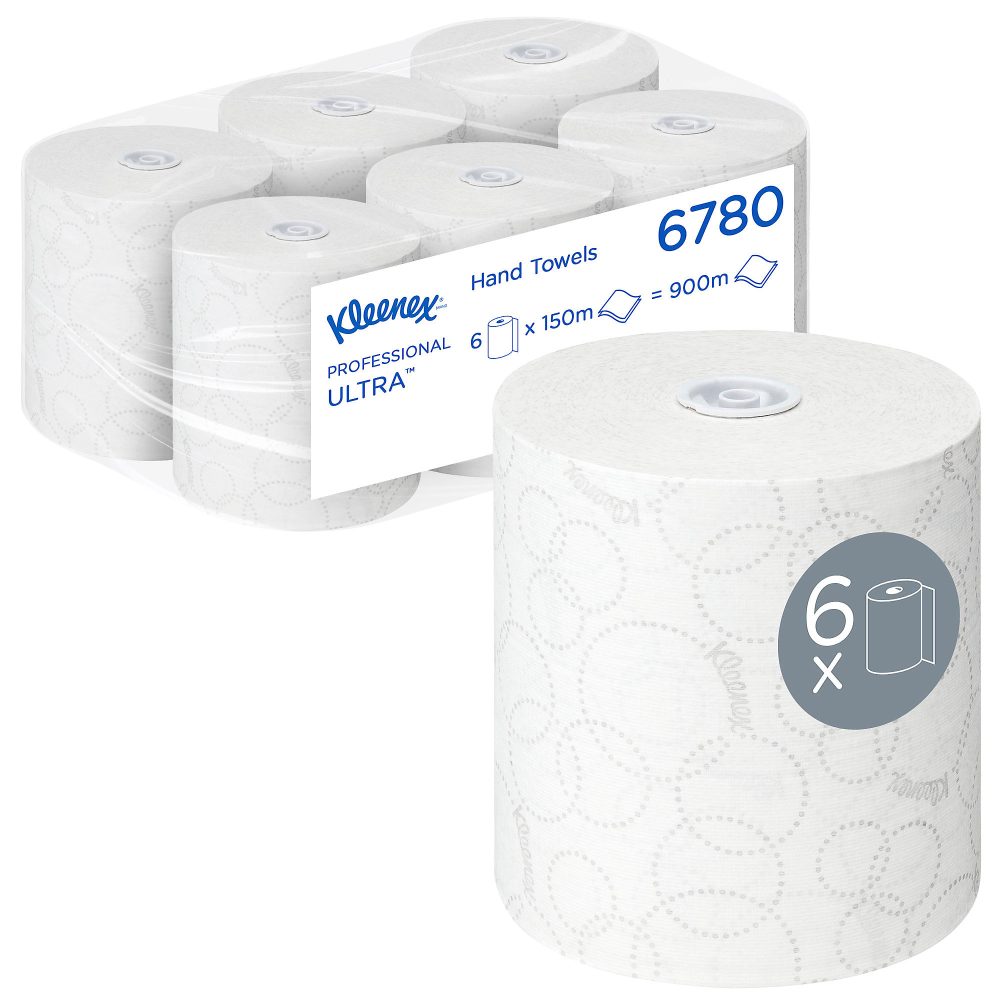 Kleenex Ultra Falthandtücher Gerollt Weiss 2-lagig 6780 6 Rollen à 600 Blatt