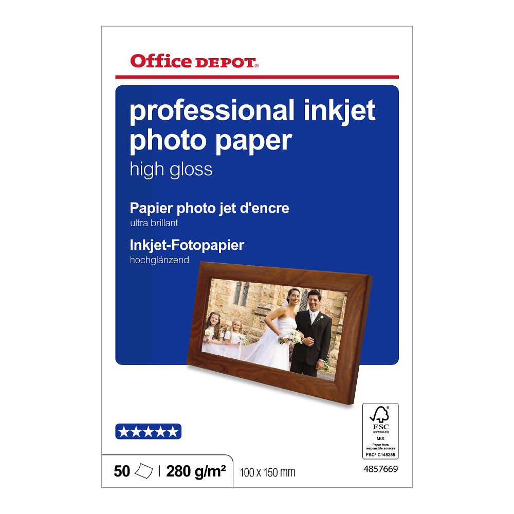 Office Depot Fotopapier Professional 10 x 15 cm 270 g/m² Weiß 50 Blatt