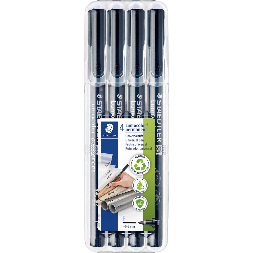 Staedtler Permanentmarker Lumocolor permanent compact DRY SAFE Schwarz wasserfest: Ja 318-9WP4HZ
