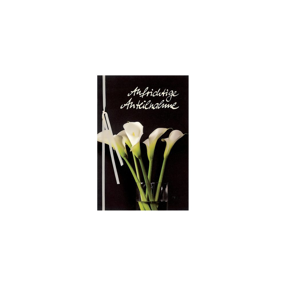 Bsb-Obpacher Trauerkarte White Calla mit Band Spezial Creme 3 Stück
