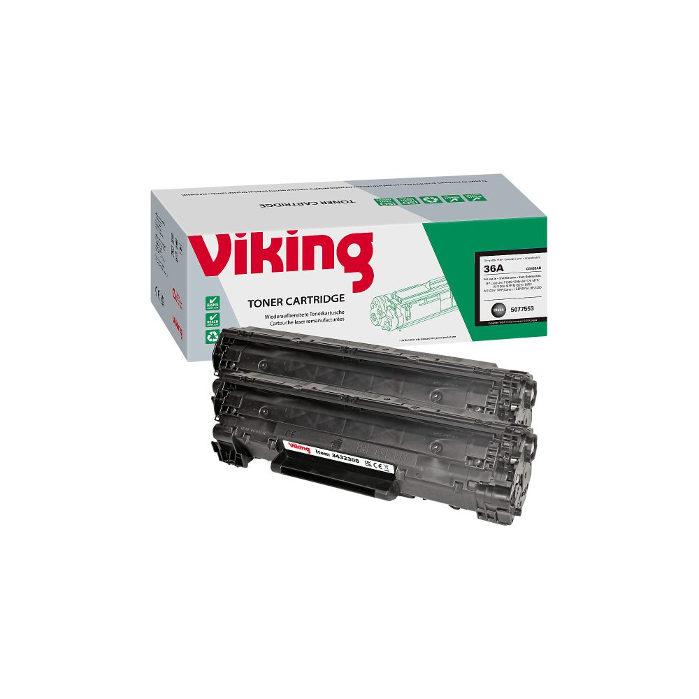 Viking 36A Kompatibel HP Tonerkartusche CB436A Schwarz Duopack 2 Stück