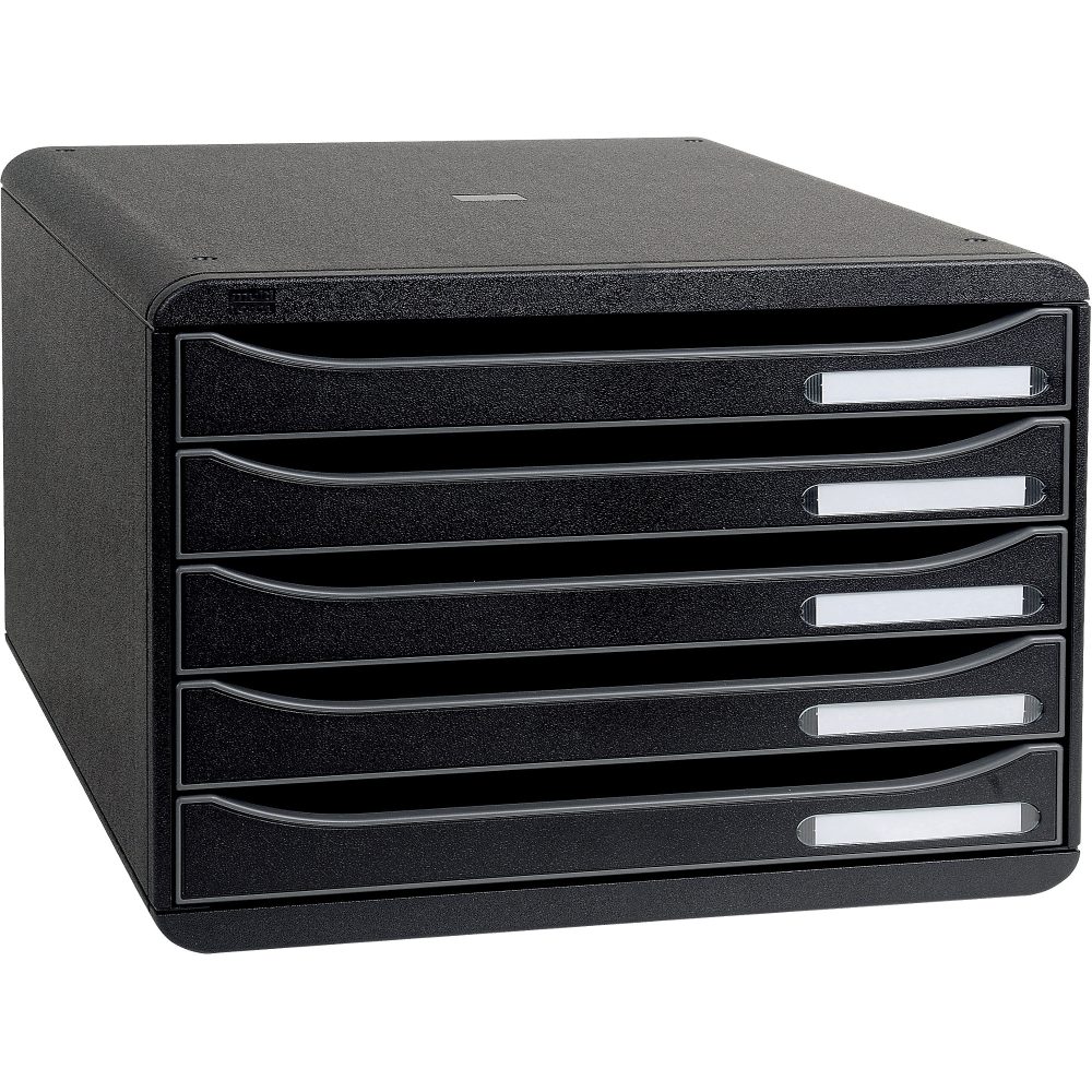 Exacompta - Schubladenbox Big Box Plus Horizon, Querformat, 5 offene Schubladen, Office, A4, Schwarz