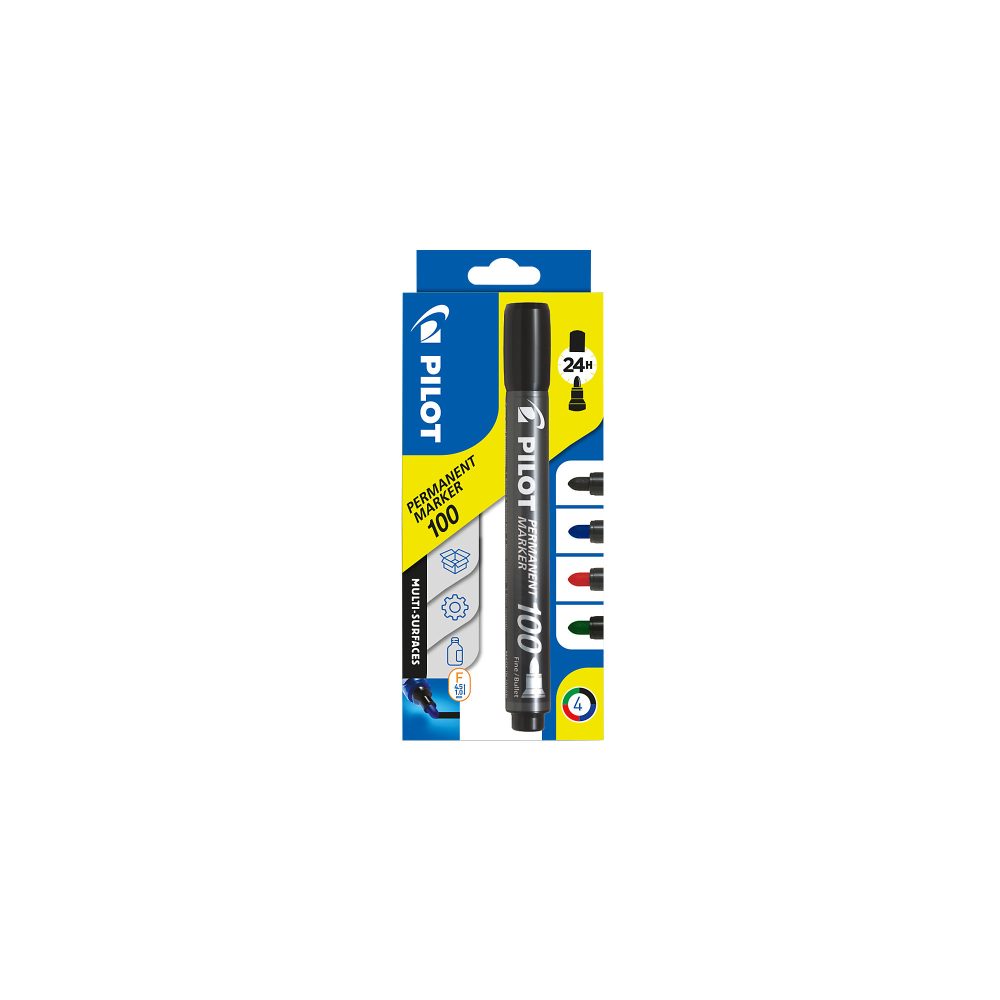 Pilot 100 Permanentmarker Fein Rundspitze 1 - 4,5 mm Farbig sortiert 4 Stück