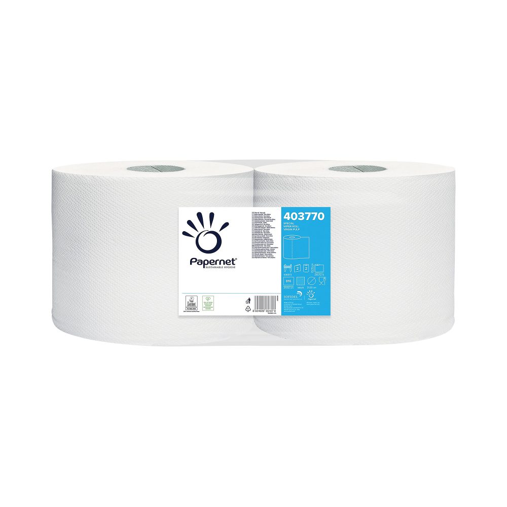 Papernet Wischtuchrolle 403770 2-lagig Gerollt Weiß 2 Stück à 816 Blatt