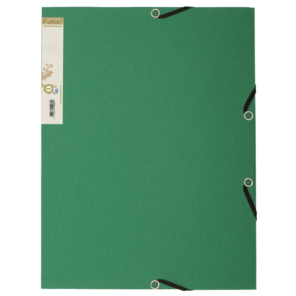 Exacompta - Sammelmappen mit Gummizug und 3 Klappen Forever, 24x32cm für DIN A4, aus Recycling-Karton zweifarbig - x 25, A4, Dunkelgrün