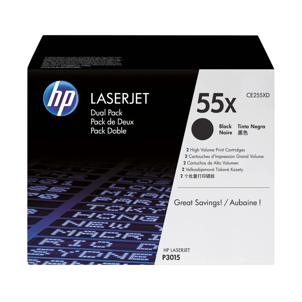 HP Toner-Modul 55X schwarz CE255XD LaserJet P3015 2 St&uuml;ck