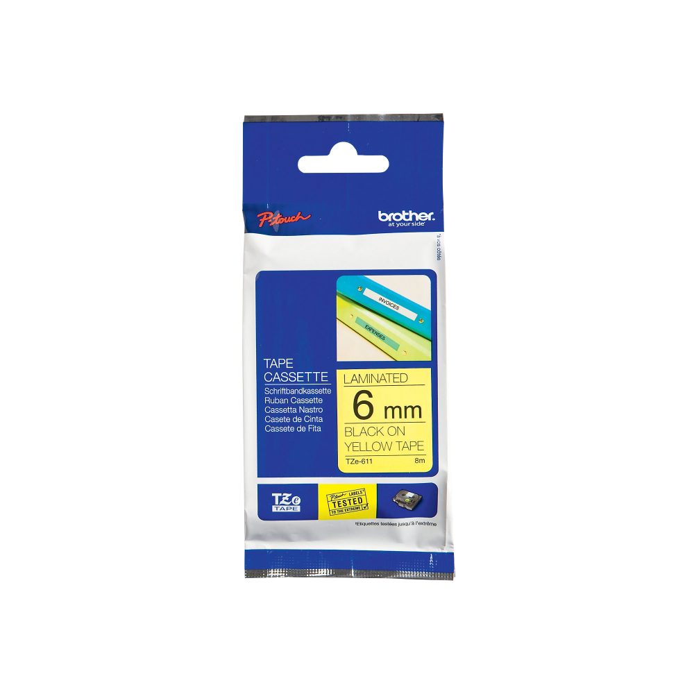 PTOUCH Band, laminiert schwarz/gelb TZe-611 PT-1280VP 6 mm