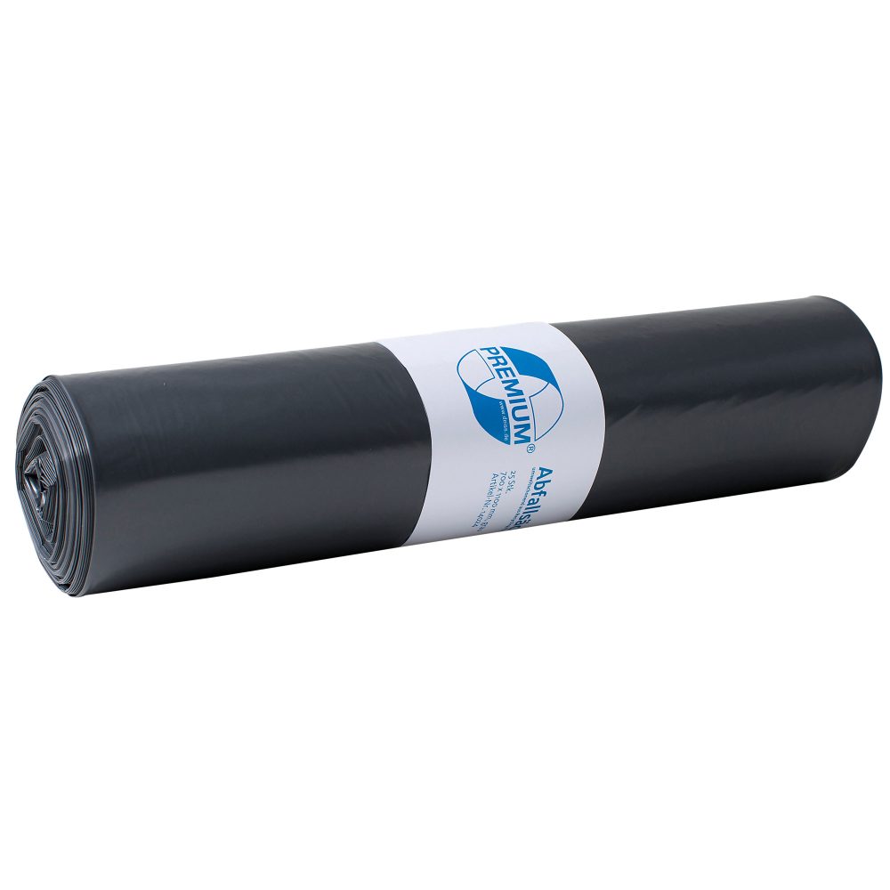 DEISS LDPE Premium Mittlere Belastung Müllsäcke 120 L Schwarz HDPE (Hochdichtes Polyethylen) 60-37 Mikron 25 Stück