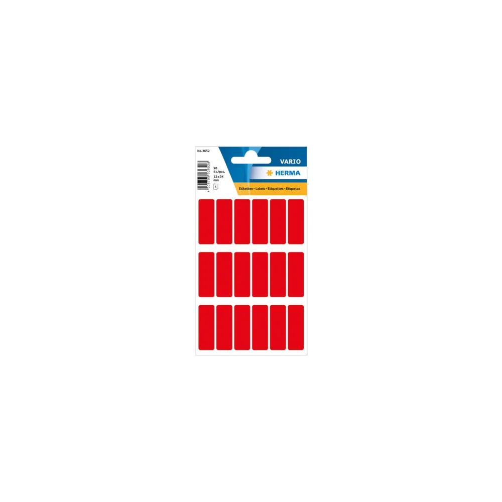 HERMA Vielzwecketiketten 3652 Rot 12 x 34 mm 5 Blatt à 18 Etiketten