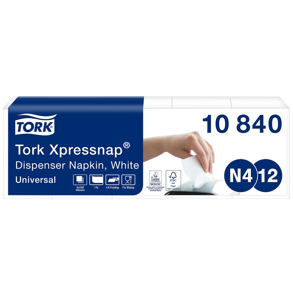 Tork Servietten N4, N12 Xpressnap Weiss 5 Stück à 225 Blatt