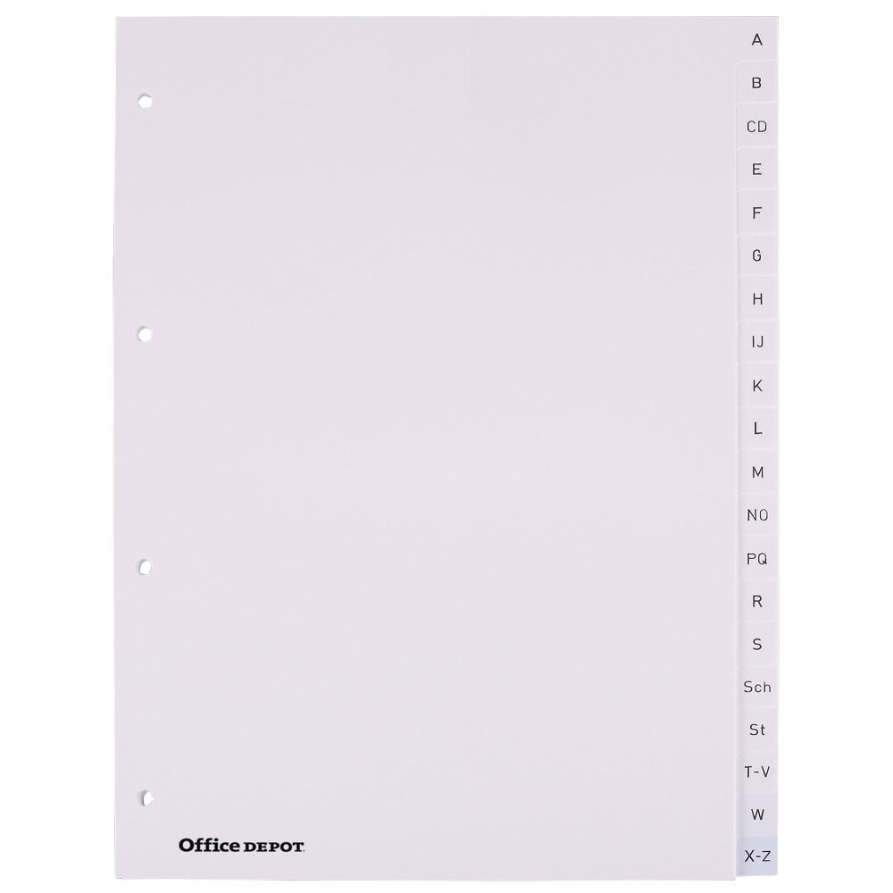 Office Depot Register DIN A4 Weiß 20-teilig 4-fach Kunststoff A - Z