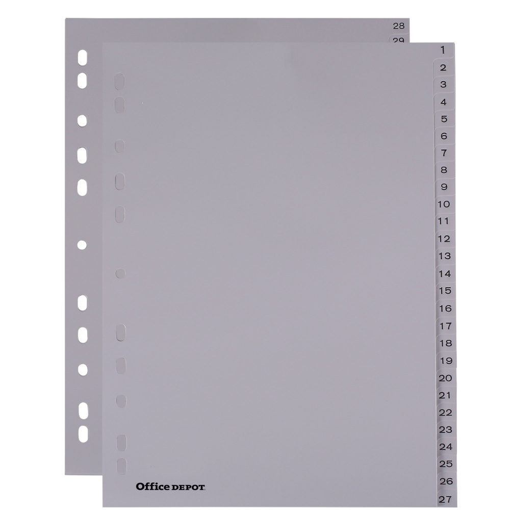 Office Depot Register DIN A4 Grau 54-teilig 11-fach Kunststoff 1 bis 54