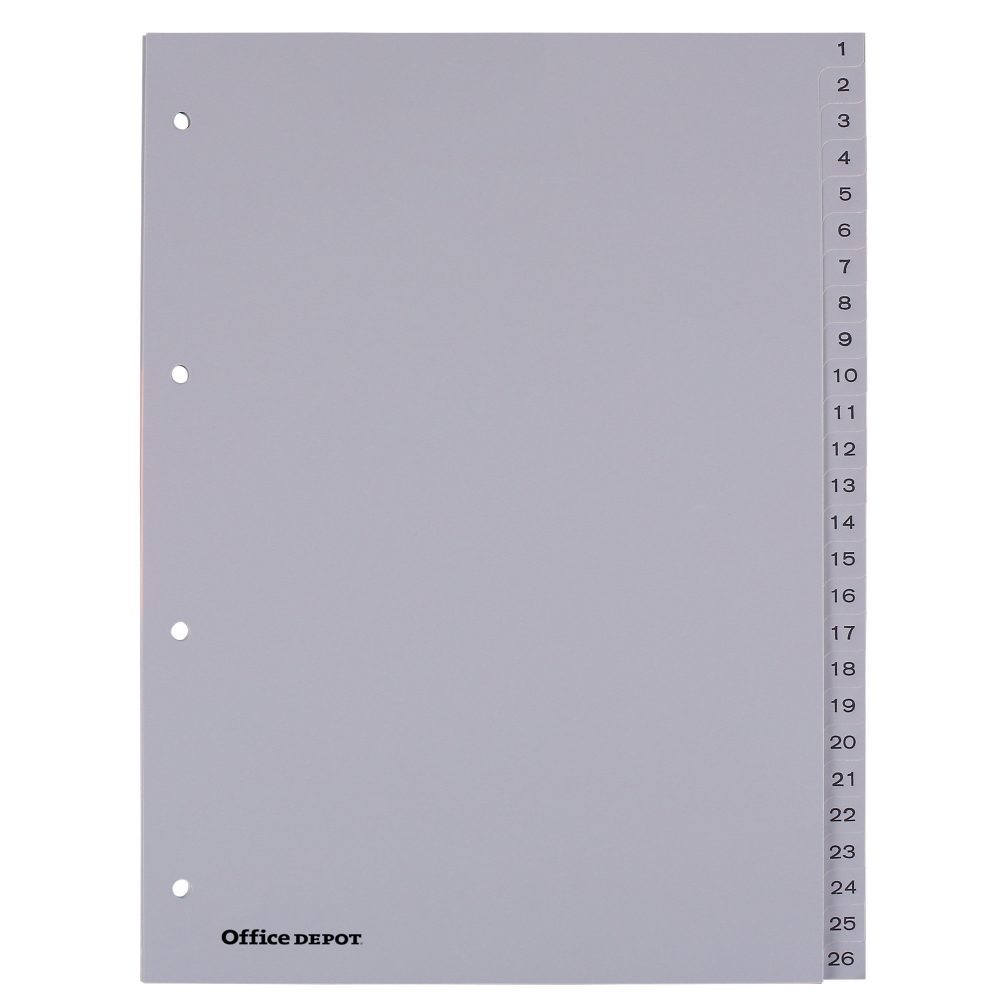 Office Depot Register 1-52 DIN A4 Grau 52-teilig 4-fach Kunststoff 1 bis 52