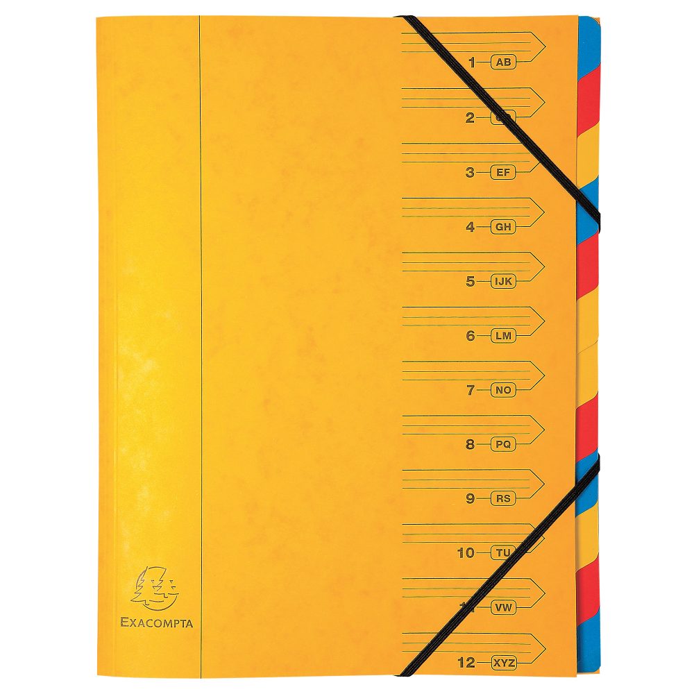 Exacompta Ordnungsmappe 54129E DIN A4 Gelb Manilakarton Mit 12 Fächern 24 x 32 cm