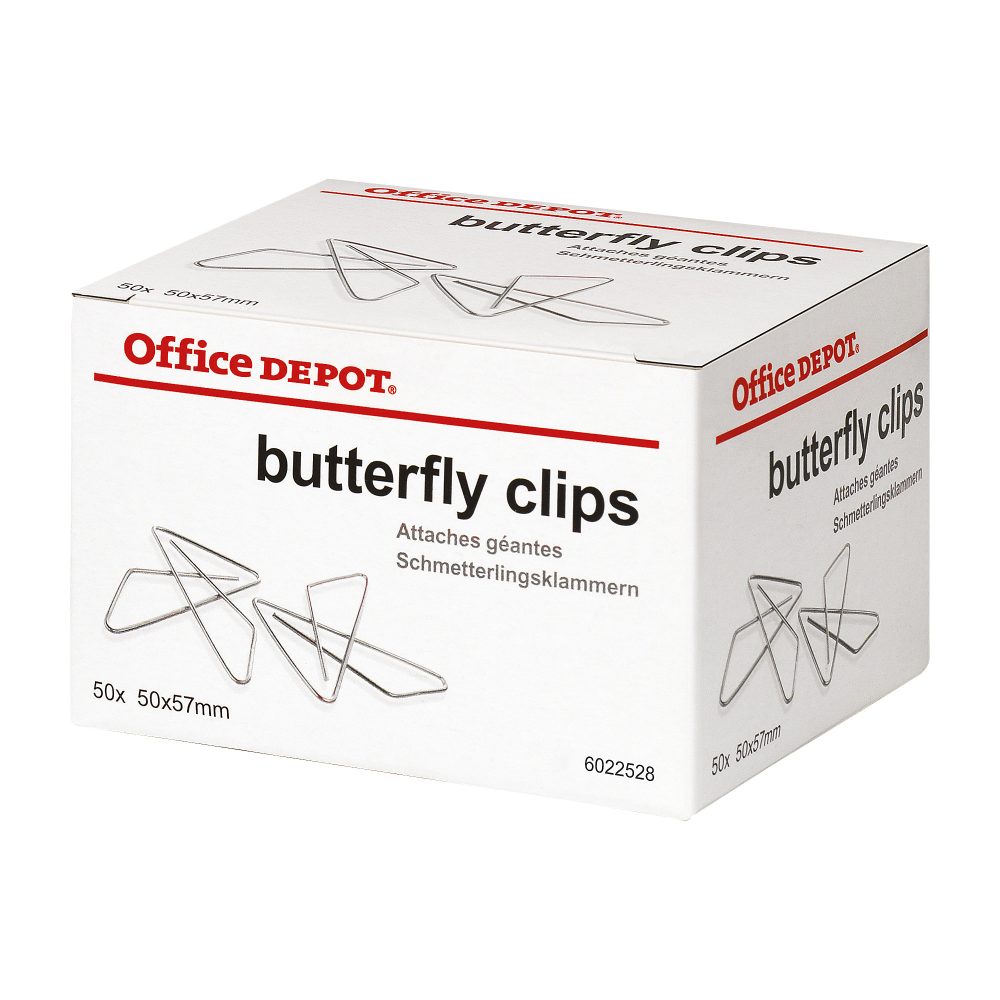 Office Depot Schmetterling-Büroklammern 57 mm Silber 50 Stück