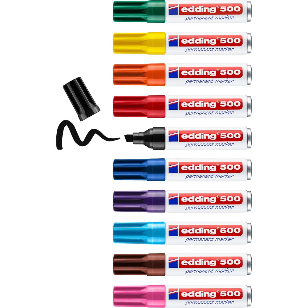 EDDING Permanent Marker 500 2-7mm 500-999 10 Farben ass.