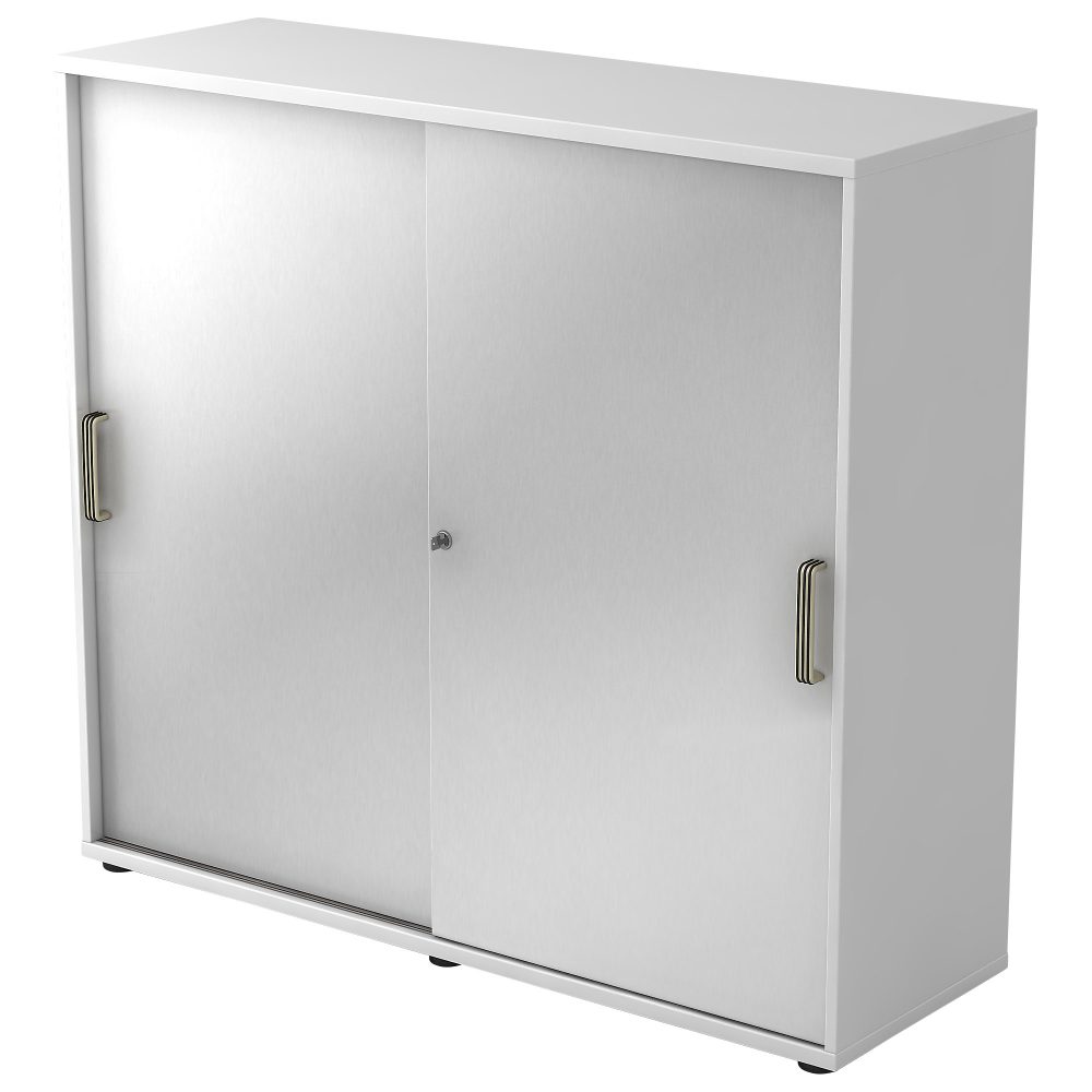 Hammerbacher Schiebetürenschrank 3FH SG Weiß, Silber 1.200 x 400 x 1.100 mm