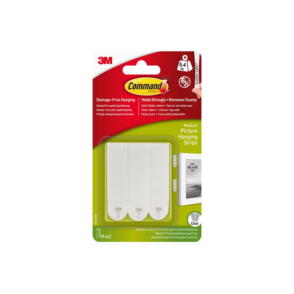 Command? Medium Bildmontagestreifen 5,4 kg Haltekapazität Weisses 4er-Pack