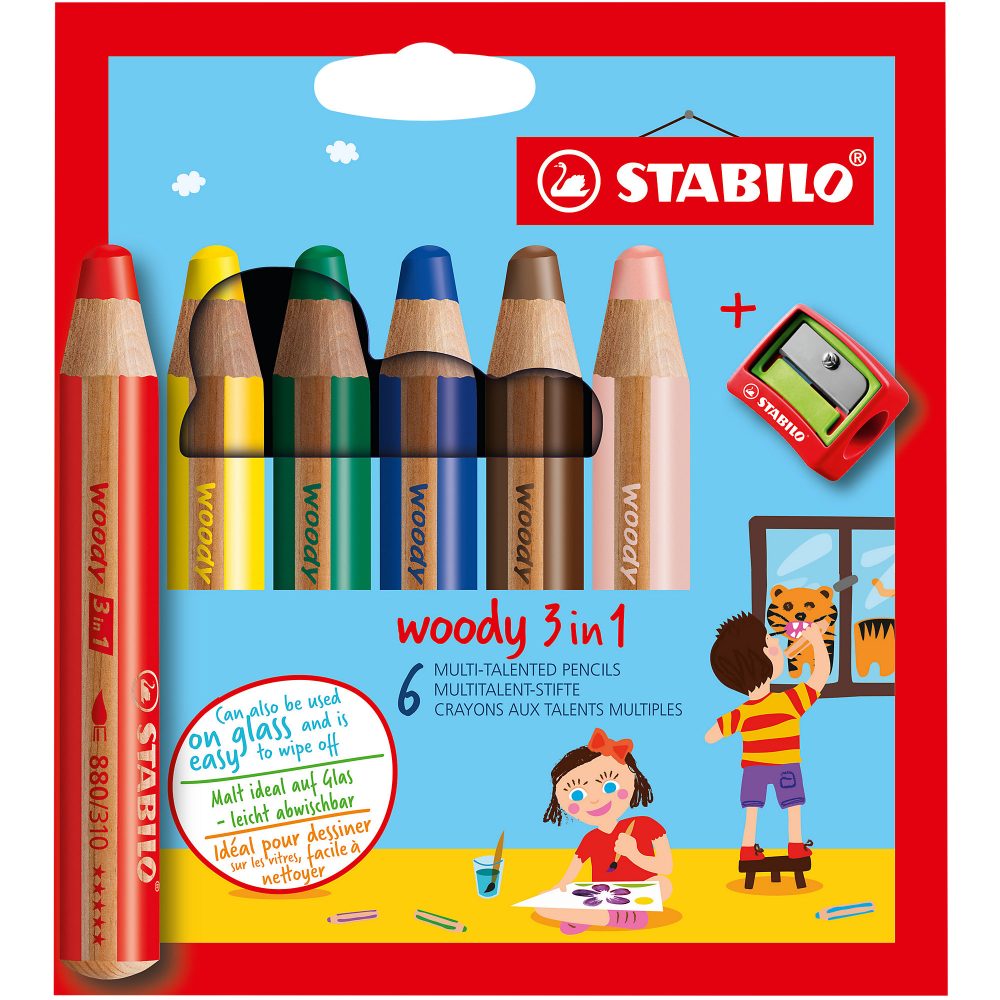 STABILO Farbstifte Woody 3 in 1 8806-2 6 Farben Etui
