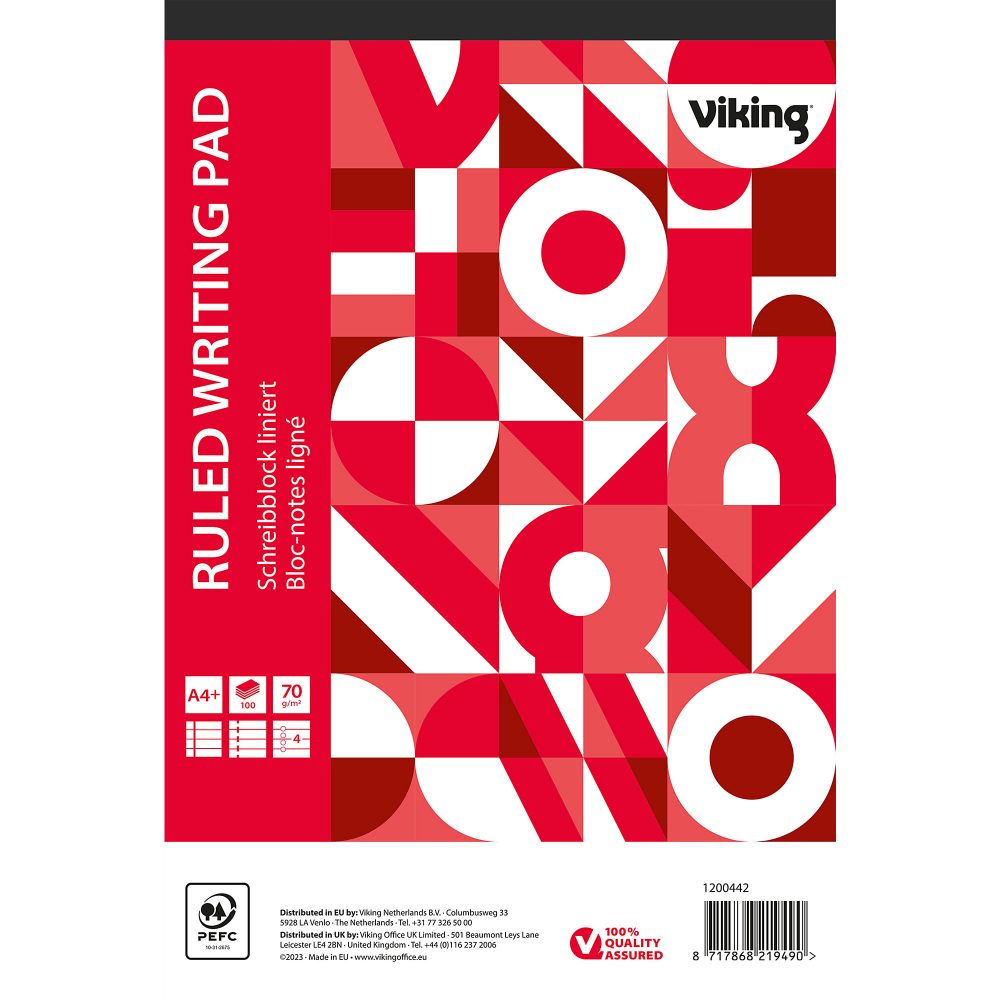 Office Depot A4+ oben gebunden Weiss Papierumschlag Notizblock Liniert 100 Blatt 5 Stück