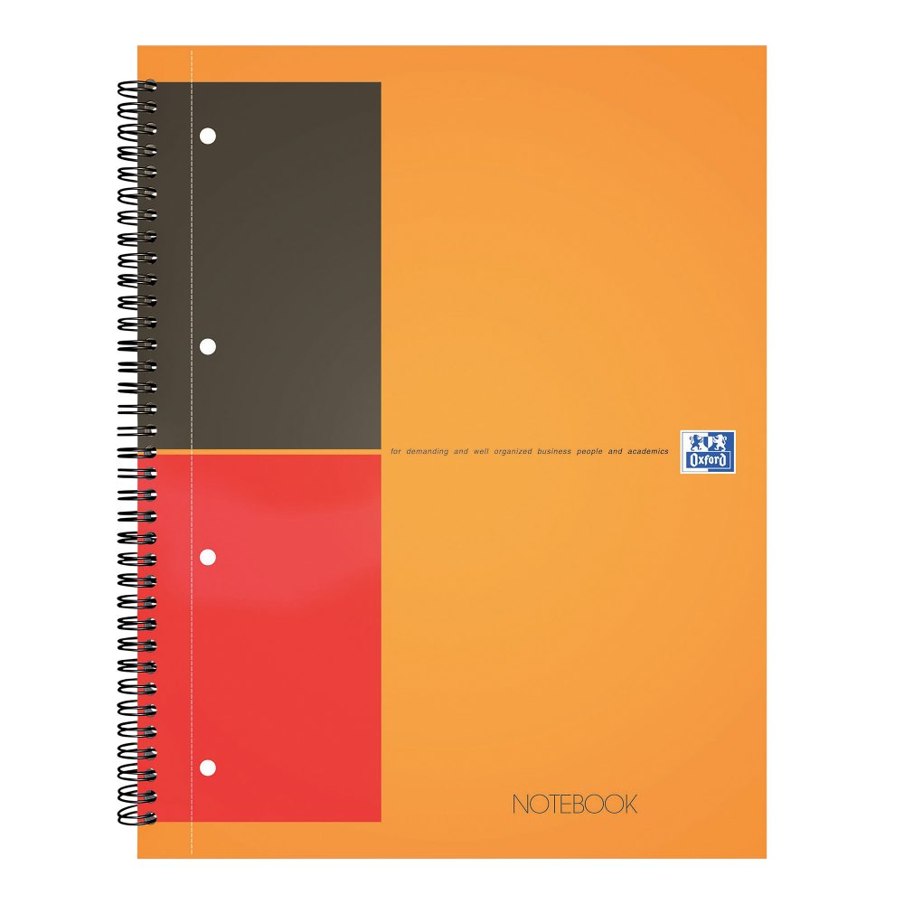 OXFORD International Notizbuch DIN A4 Liniert Spiralbindung Pappe Orange Perforiert 160 Seiten 5 Stück à 80 Blatt