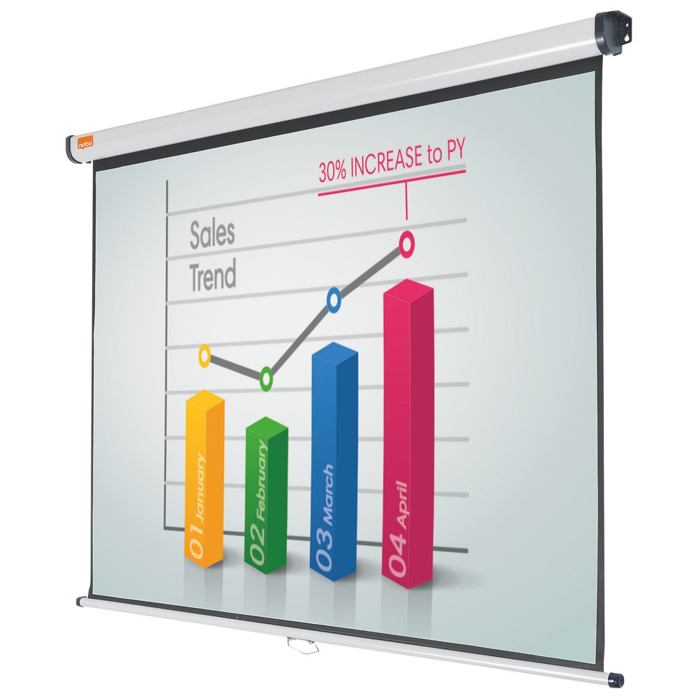 Nobo Projektionsleinwand 1902391W Wandmontage Format 16:10 150 x 104 cm
