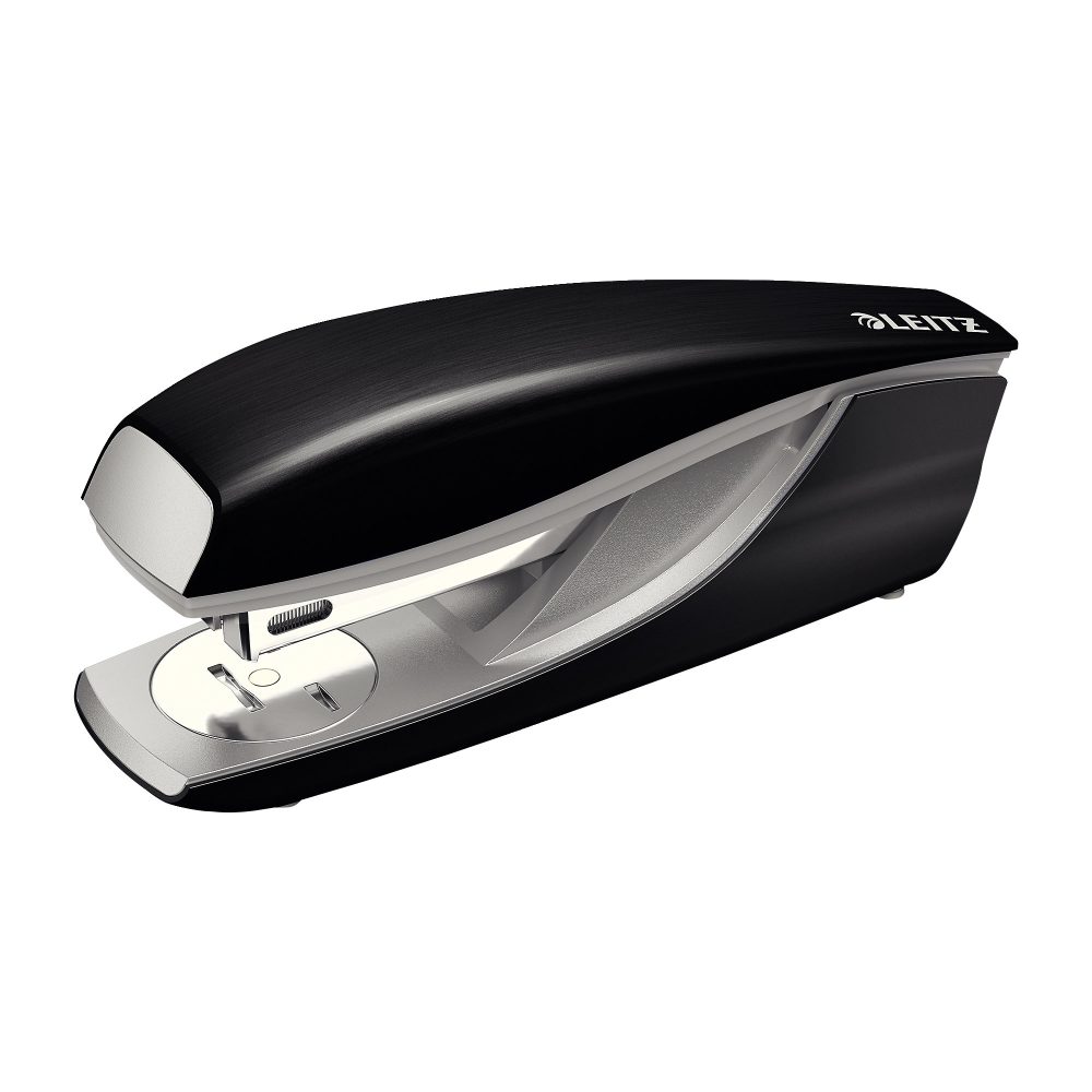 Leitz NeXXt Style Heftgerät 5562 Halber Streifen Satin Schwarz 30 Blatt 24/6, 26/6 Metall