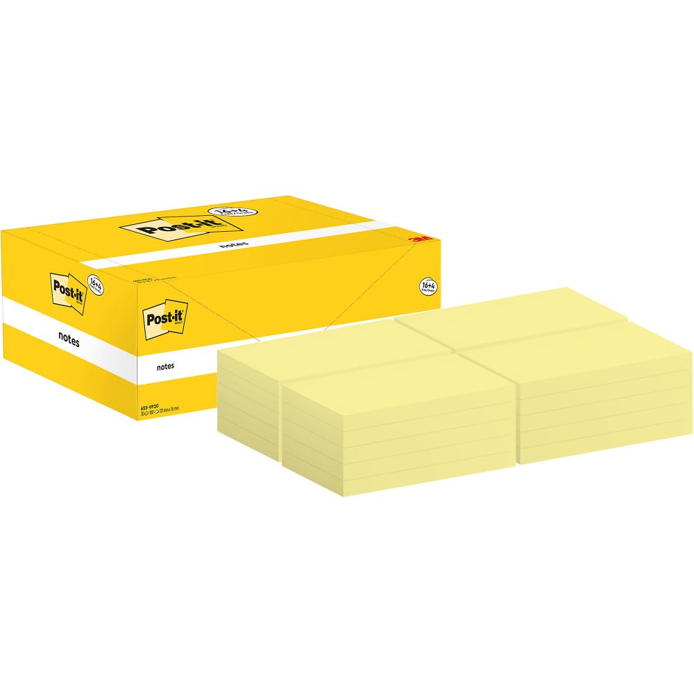 Post-it Haftnotizen 127 x 76 mm Kanariengelb 100 Blatt 16 Blöcke + 4 Gratis